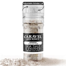 Sea Salt & Pepper Seasoning Mix – Premium Cooking Salt with Rainbow Peppercorns for Finishing, Roasting, and Grilling – 5 oz Grinder by Caravel Gourmet