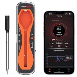 Termóde de carne verdaderamente inalámbrico, termóde de carne Bluetooth para asar y ahum, sonda inalámbrica de termómetro de carne para horno de barbacoa