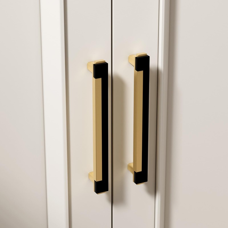 Homdiy 10 Pack Black and Gold Cabinet Pulls 5 Inch