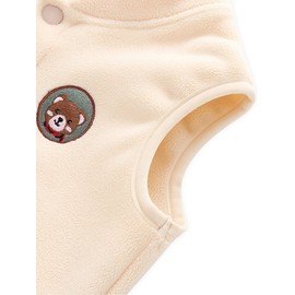 Baby Toddler Polar Fleece Vests Children's Jacket Boys Girls Cotton Sleeveless Children's Vest Spring Autumn Cardigan Top with Cartoon Pattern, B323 Beige