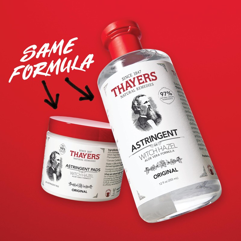 THAYERS Original Witch Hazel Astringent Pads with Aloe Vera Formula,