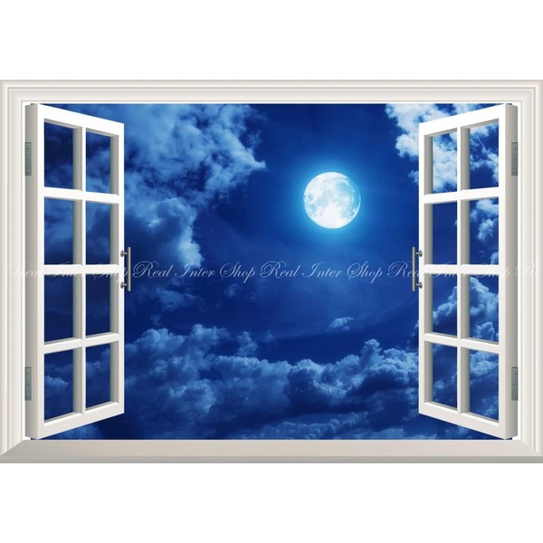 Painting Style Wallpaper Poster (Removable Sticker) -Window Scenery - Moon