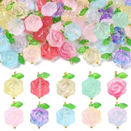 Ipotkitt Jewelry Making Charms Assorted Mushroom Flower Crystal Glass Charms for DIY Necklace Bracelet Earring Craft Supplies, Glass, No Gemstone