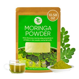Moringa Leaf Powder - 10.58 oz, 100% Pure & Natural, For Tea, Drinks, Cooking & Skincare, Supports Digestion, Immune, Sleep & Relaxation, Finely Ground, No Sugar, No Caffeine