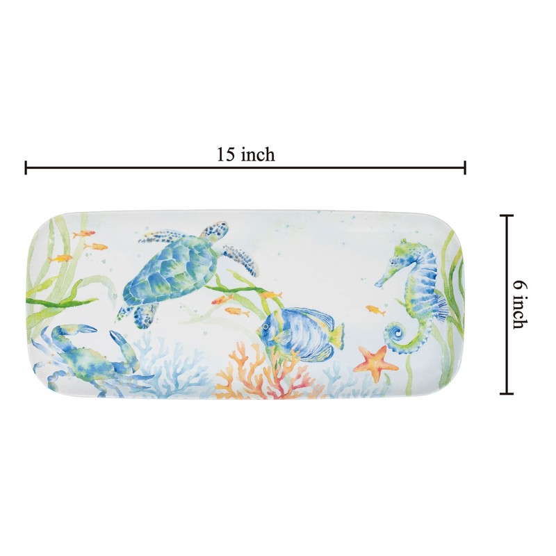 UPware Sea Life Serenade Melamine Serving Tray, 15 x 6.5