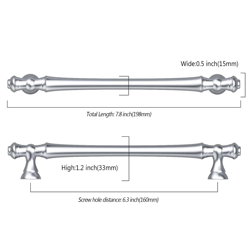Asidrama 10 Pack 6.3 Inch(160mm) Polished Chrome Kitchen Cabinet Handles,