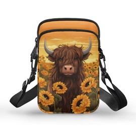 HELLHERO Highland Cow Purses for Women Teen Girls Small Crossbody Purse Sling Flight Bag Waist Pack Cross Over Bags Fanny Back Pack Clutch Handbag Passport Pouch Wallet