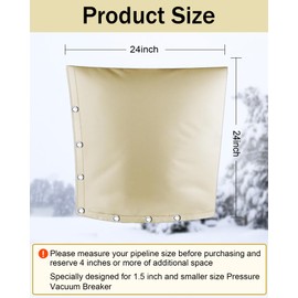 Backflow Preventer Pipe Insulation Cover (5°F), POROLIR 24"X24" Thicker Pressure Vacuum Breaker Cover, Water Well Pump Sprinkler Valve Cover for Winter Freeze Protection, Khaki