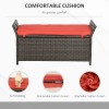 27-Gallon Outdoor PE Rattan Patio Storage Bench Red Wicker Furniture