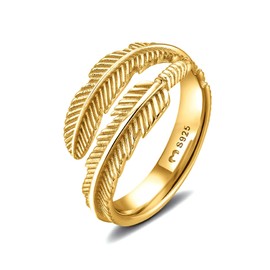 Ring for women made of silver in the shape of a feather. Rings for women made of silver with silver or gold surface. Women's jewellery ideal for couples, mothers, girlfriends. Women's rings silver,
