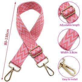 Adjustable Shoulder Strap Bag, Multicoloured Options, Bag Straps for Changing, Bag Strap Wide with Carabiner Gold, 80-130 cm Carry Strap, Bag for Women, Shoulder Strap, Modern Handbag, 3.8 cm, 703