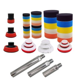 Car Polishing Angle Grinder Extension Buffing Extender Pad Kit 45pcs Mix Size with 5/8"-11 Thread Backing Pad & Adapters Buffering Kit Sponge Polishing,Sanding,Waxing,Buffing(45pcs for Angle Grinder)