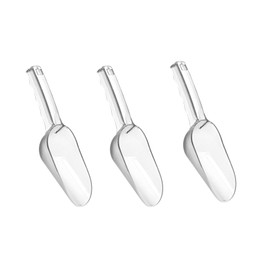 LVVXIXI 3PCS Clear Plastic Ice Scoop, 12 oz. Alec Ice Scoop, Kitchen Scoop for Ice Bucket Ice, Popcorn, Coffee Beans, Flour