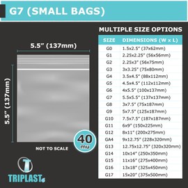 Triplast Grip Seal Clear Plastic Bags - Pick Qty & Size: 500 x G7 (5.5x5.5") - Resealable Plastic Storage Bags - Multipurpose Click & Seal Small Plastic Bags for Souvenirs, Accessories & Jewellery
