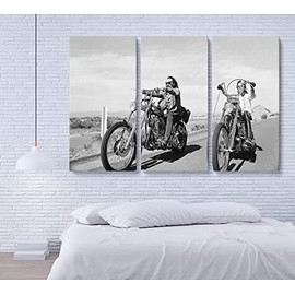 Easy Rider - 1969 Iconic Bike Movie - Canvas Wall Art Handmade - Various Sizes (3 Pieces Large)