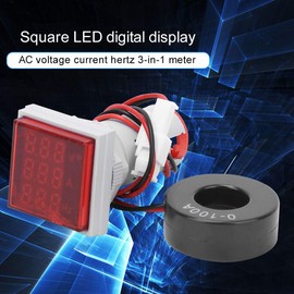 AC Current Voltage Tester, LED Voltmeter with Power Display, Frequency Display, Digital Indicator Lamp, Current Meter, Dual Display, Voltage Tester, Ammeter (Red)