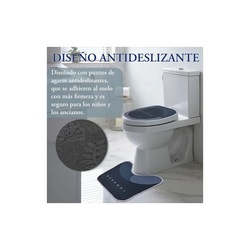 3pz Tapete Baño Ultra Suave Alfombra Antidesliz Absorbente