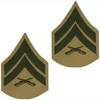 Marine Corps Chevron: Corporal - green embroidered on khaki, male