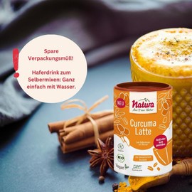 NATURA Organic Curcuma Latte Oat Drink Powder from Fermented Oats - 100% Gluten Free & Vegan - Instant Oat Powder 250 g for Approx. 2.5 Litres