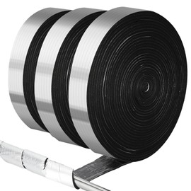 Pangda 3 Rolls Pipe Insulation Wrap Tape 2'' Wide 50 ft Outdoor Fiberglass Insulation Water Pipe Wrap Aluminum Foil Self Adhesive Foam Pipe Insulation for Winter Freeze Protection Heat Preservation