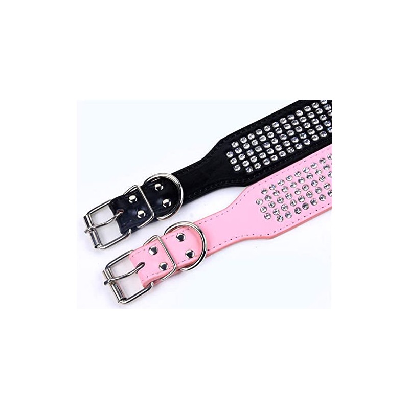 Serijoars Rhinestones Dog Collars, 2" Width Full Sparkly Crystal Diamonds