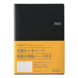 Noritsu NOLTY Notebook, 2026, Weekly A5, Reflex 3, Black, 6247 (Starts on December 2025)
