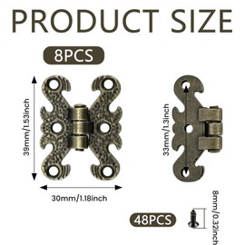 Antique Hinges - Decorative Hinge - Hinges Foldable - Furniture Hinges - Cabinet Hinges - Door Hinges, Suitable for Furniture, Doors, Cabinets (Decorative Hinges)