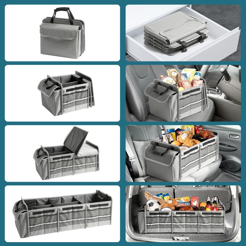 Snuopfy Car Trunk Organizer,115L Heavy Duty Collapsible Trunk Storage, with