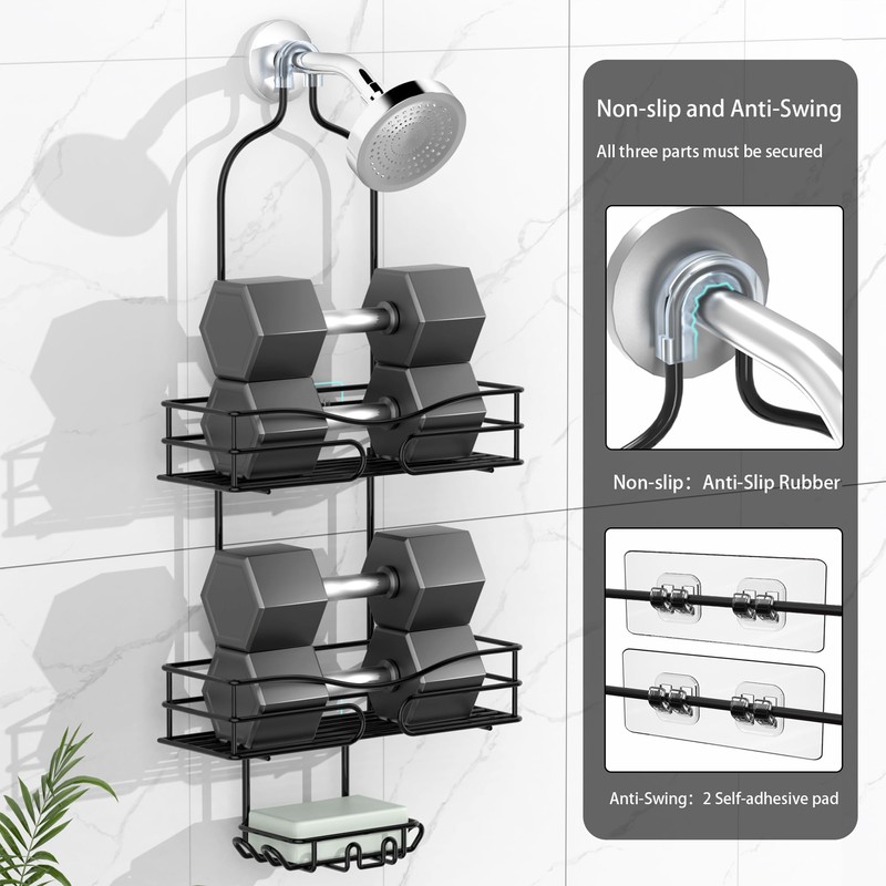 DAOYA Bathroom Shower Caddy Hanging - 3-Tier Organizer with Soap