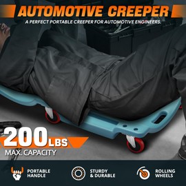 DNA MOTORING 36" L X 17" W x 4.25" H Vehicle Repair Low Profile Automotive Creeper w/Padded Headrest, Tiffany Blue, TOOLS-00201-TB