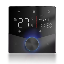 WiFi Smart Thermostat, WiFi Air Conditioner Thermostat 5+2 Days 6 Periods Programmable Thermostat Central Air Conditioning Temperature Controller for House (Black)