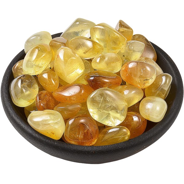 SigMntun Polished Citrine Crystal Chips Set, 128 Pcs 0.4" inches