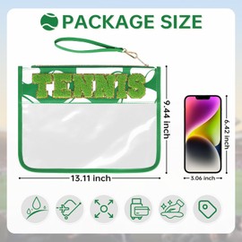Tennis Accessories for Women Tennis Bags Gifts for Women Makeup Cosmetic Bags Chenille Letter Clear Zipper Toiletry Pouch