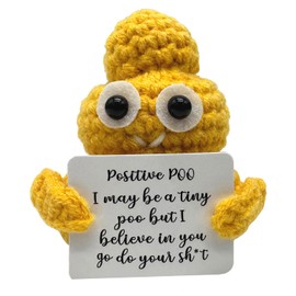 CAREOR Positive Poo, Mini Knitted Poo Positive Poo Crochet Doll Emotional Support Inspirational Motivational Encouragement Gift Party Decoration (Yellow)