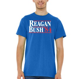 Reagan Bush '84 Retro T-Shirt Vintage Presidential Campaign Tee Shirts Small Royal Blue