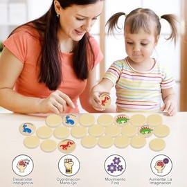 Juegos de Mesa, Juego de Memoria Para NiñOs, 24 Piezas Tarjetas A Juego de Dinosaurio Actividad Educativa, Sequence Juego de Mesa, Ejercitar La CoordinacióN Mano-Ojo y La Memoria(Verde Dinosaurios)