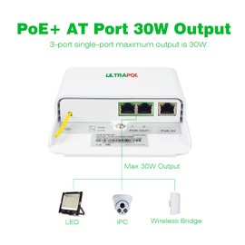 2-Port Gigabit PoE Extender - Outdoor IP65 Waterproof, 48V IEEE 802.3af/at, PoE Passthrough Switch, Splitter, Injector, Amplifier, Booster, Up to 100m ( 328 ft )