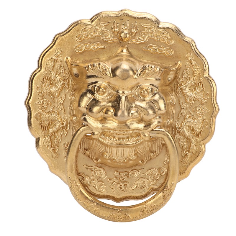 Door Knocker Chinese Animal Head Style Modelled Antique Brass Easy