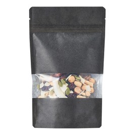 Restaurantware-8.1 Inch x 5.1 Inch x 1.8 Inch Heat And Seal Bags, 100 Medium Heat Seal Bags - Clear Window, Heat Sealable, Black Plastic Heat Sealable Bags, Leak-Resistant, For Sandwiches Or Snacks