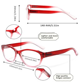 SIGVAN Ladies Cat Eye Reading Glasses 5 Pairs Blue Light Blocking Spring Hinge Fashion Pattern Print Readers for Women (colorful 5, 4.00, x)