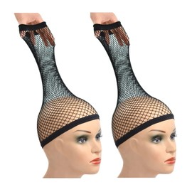 2 Pieces Mesh Wig Caps for Women Hair Net Mesh Cap for Wigs Weaving Wig Cap for Long Hair（Black L）