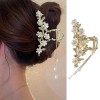 Mdscve Jasmine Flower Claw Clip With Rhinestones Pearl Tassel Design