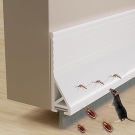 DINGLIAN 2 PCS Door Draft Stopper for Bottom with Brush, Self Adhesive Door Sweep for Exterior/Interior Doors, Bottom Seal Strip for Protection Against Bug, Dust, 2" W x 39" L, White