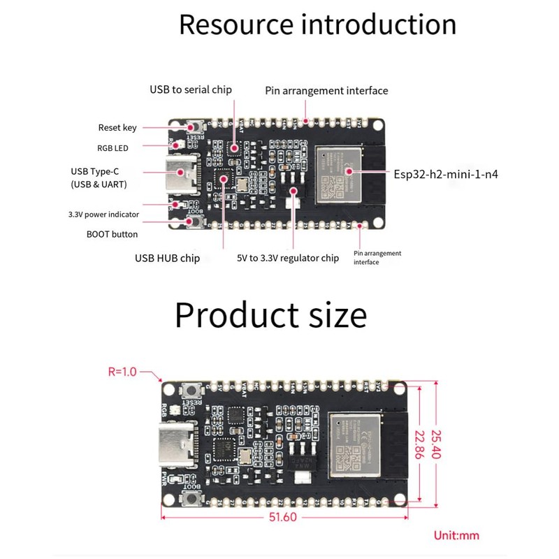 RESFNSE ESP32-H2 Development Board ESP32 H2 DEV KIT N4 M