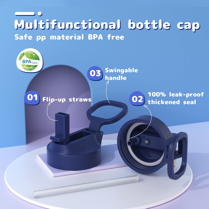 Gonfoam Botella de agua para niños con pajita y calcomanías,