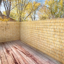 Natural Reed Fencing Rolls,5.5FT X 16.4FT Reed Screen Curtain Fence Covering Privacy Bamboo for Outdoor Backyard Patio（Yellow）