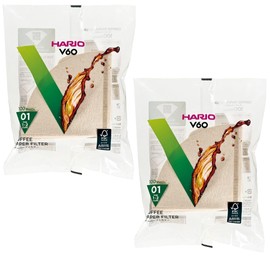 Hario 01 Coffee Natural Paper Filters, 2-Pack Set 100 Filters per Pack (Total of 200 Filters) (Japan Import)