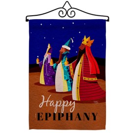 Breeze Decor Celebrate Epiphany Garden Flag Set Wall Hanger Winter Nativity Three King Religious Holy Family Season Wintertime Christian House Banner Small Yard Gift Double-Sided, Made in USA