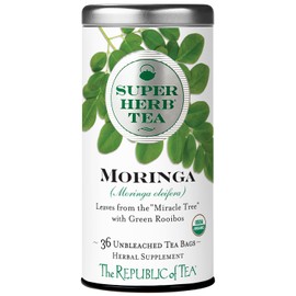 The Republic of Tea — Organic Moringa SuperHerb Tea Tin, 36 Herbal Tea Bags, Naturally Caffeine-Free