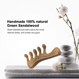 XIBANY Peine de pelo de diente ancho Peine para el cabello con dientes anchos de sándalo verde, masaje para el cuero cabelludo, peine para el cabello de madera natural para hombres y mujeres